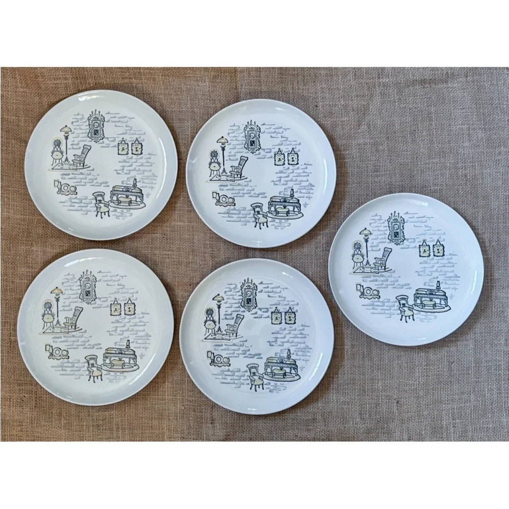 Vintage Marcrest Stetson Gay Nineties Dinner Plates Set Of 5 Retro MCM Cottage